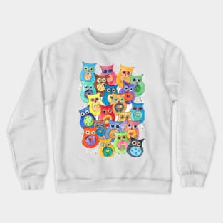 Colourful Multi Owls Painting Crewneck Sweatshirt